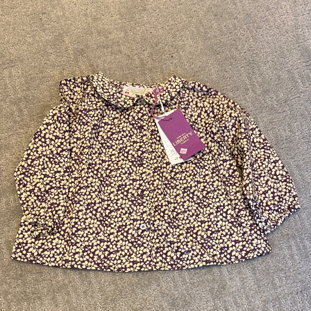 Bonpoint Purple and Cream Floral Blouse